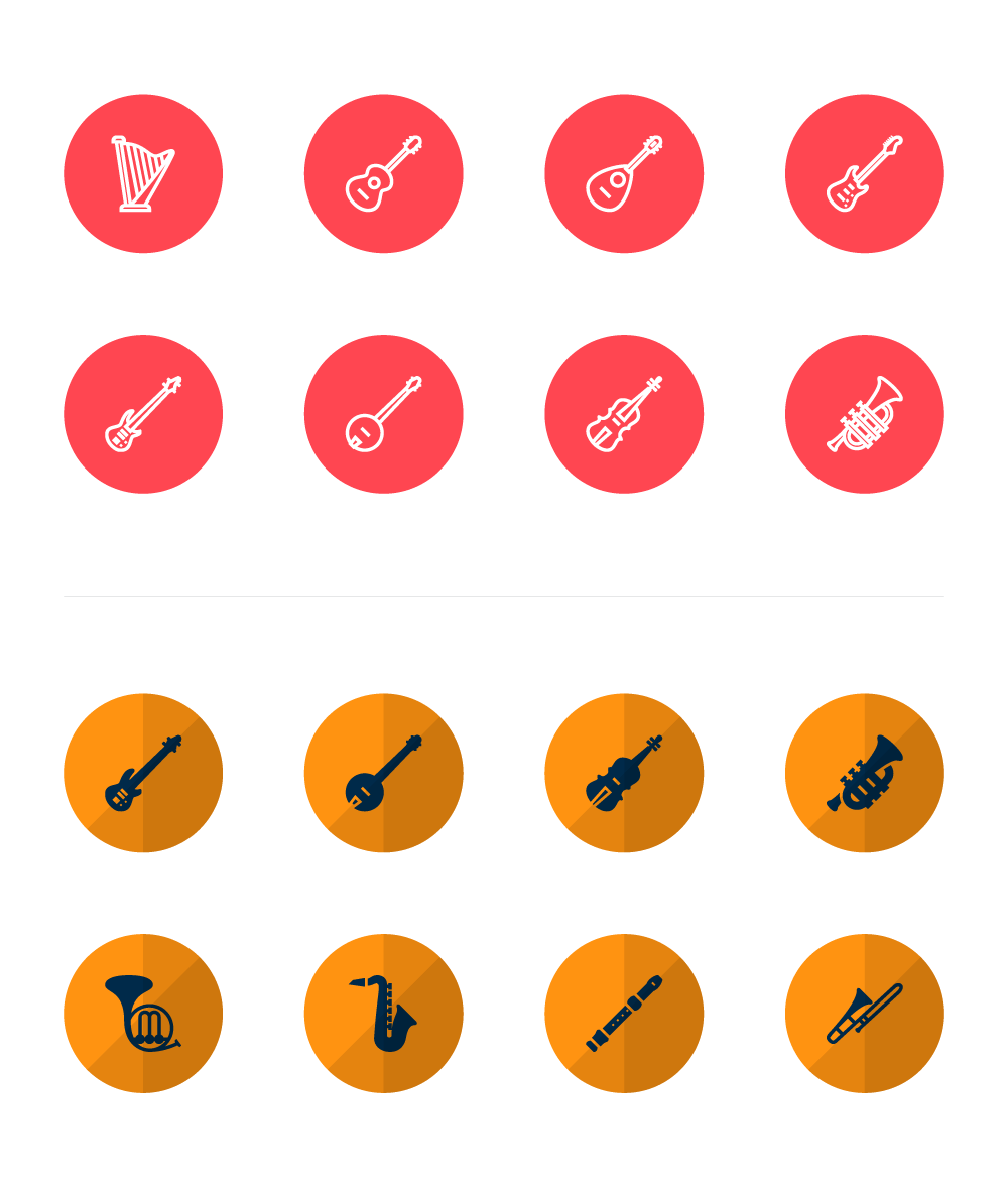 Music instruments icon set ~ Icons ~ Creative Market