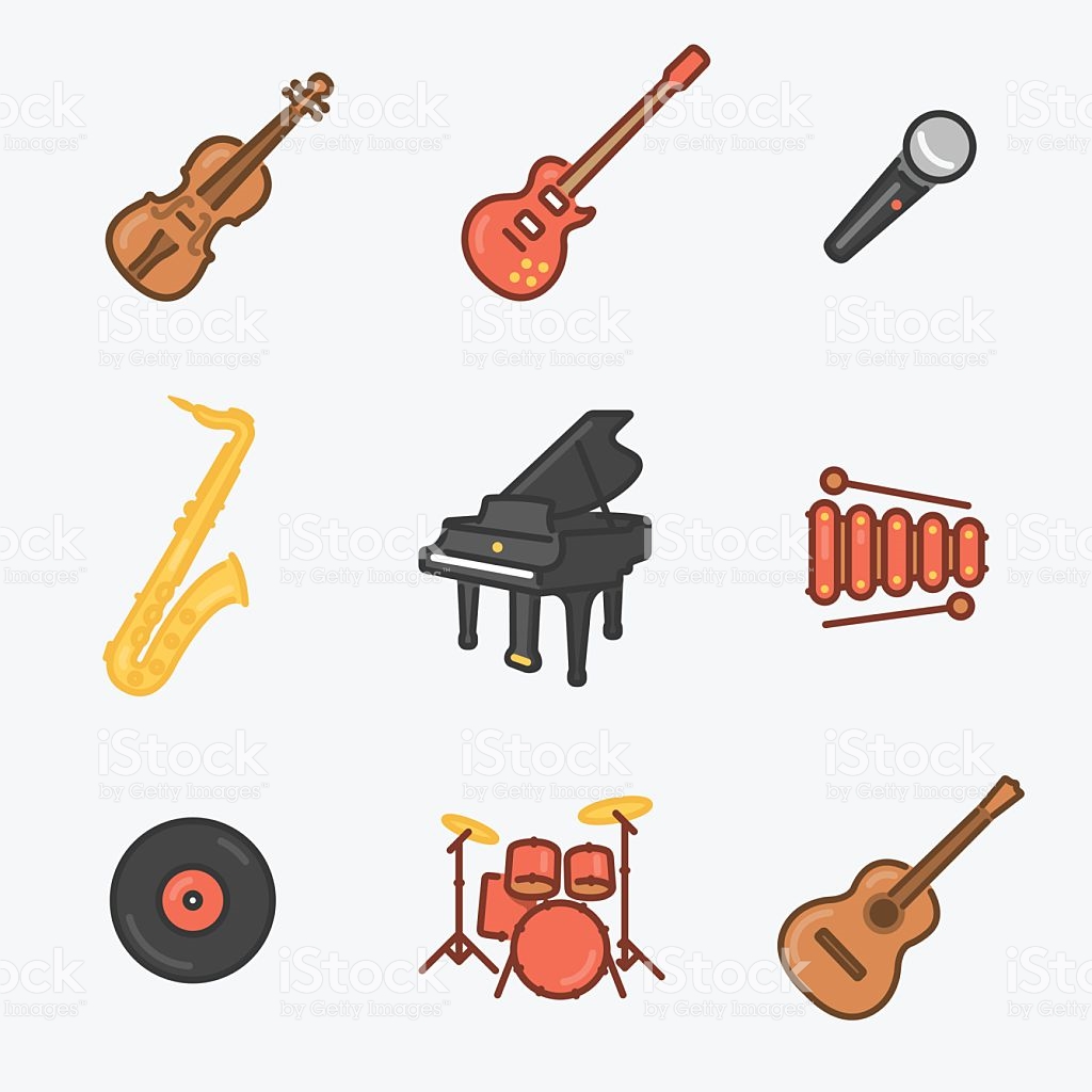 A vector illustration of musical instruments icon sets Stock 