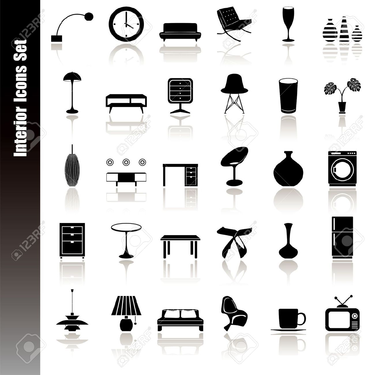 Home Icons Furniture Interior Design Icon Stock Vector 142895833 