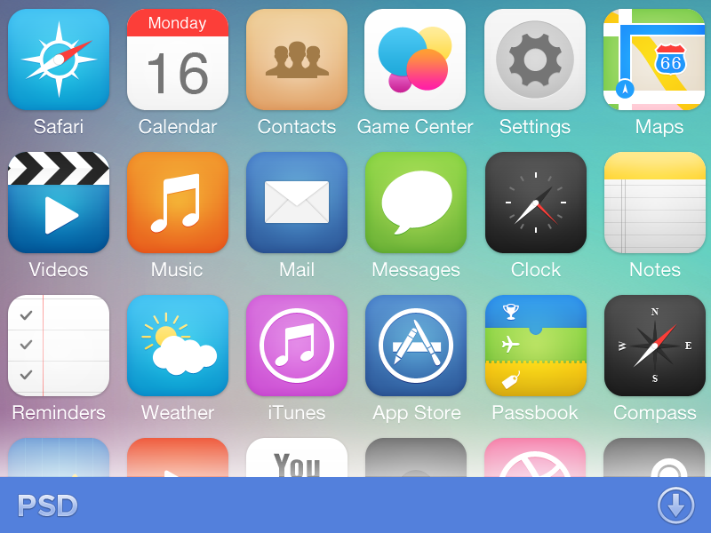 iOS 7 Icons (Updated) by iynque 