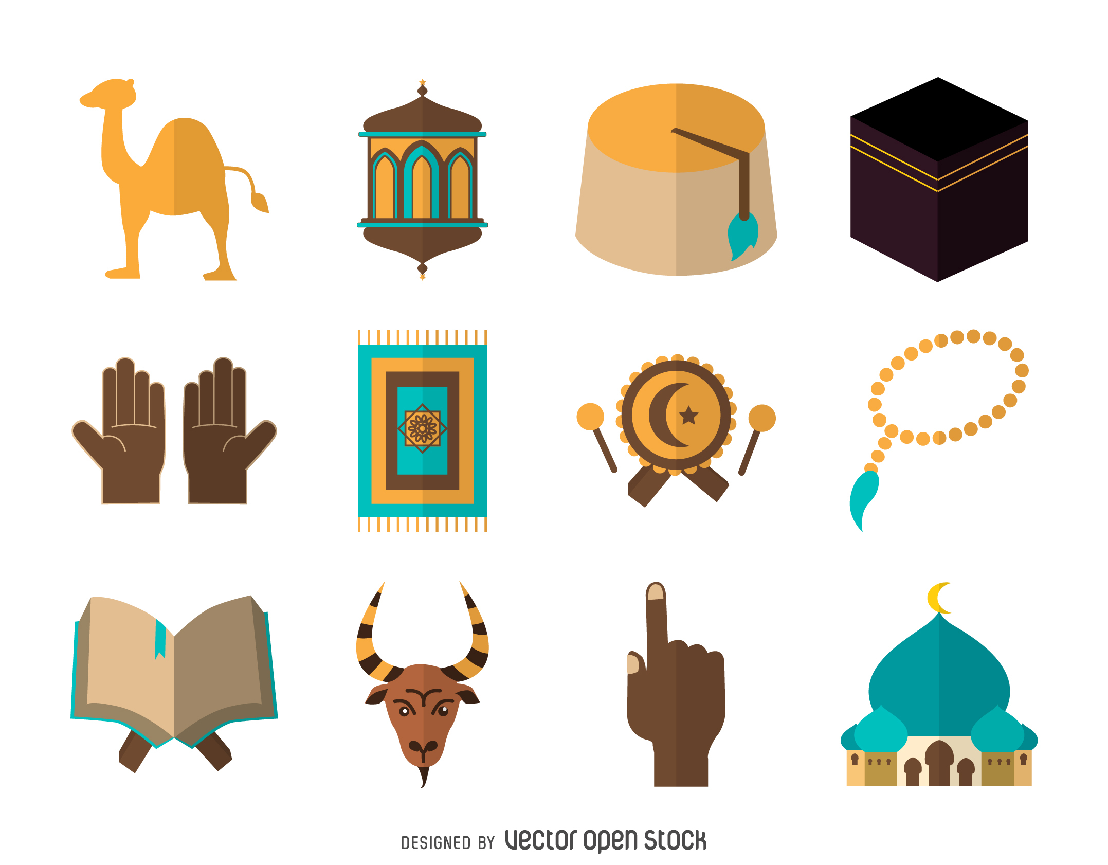 Set of Islamic Icons Set Royalty Free Vector Image