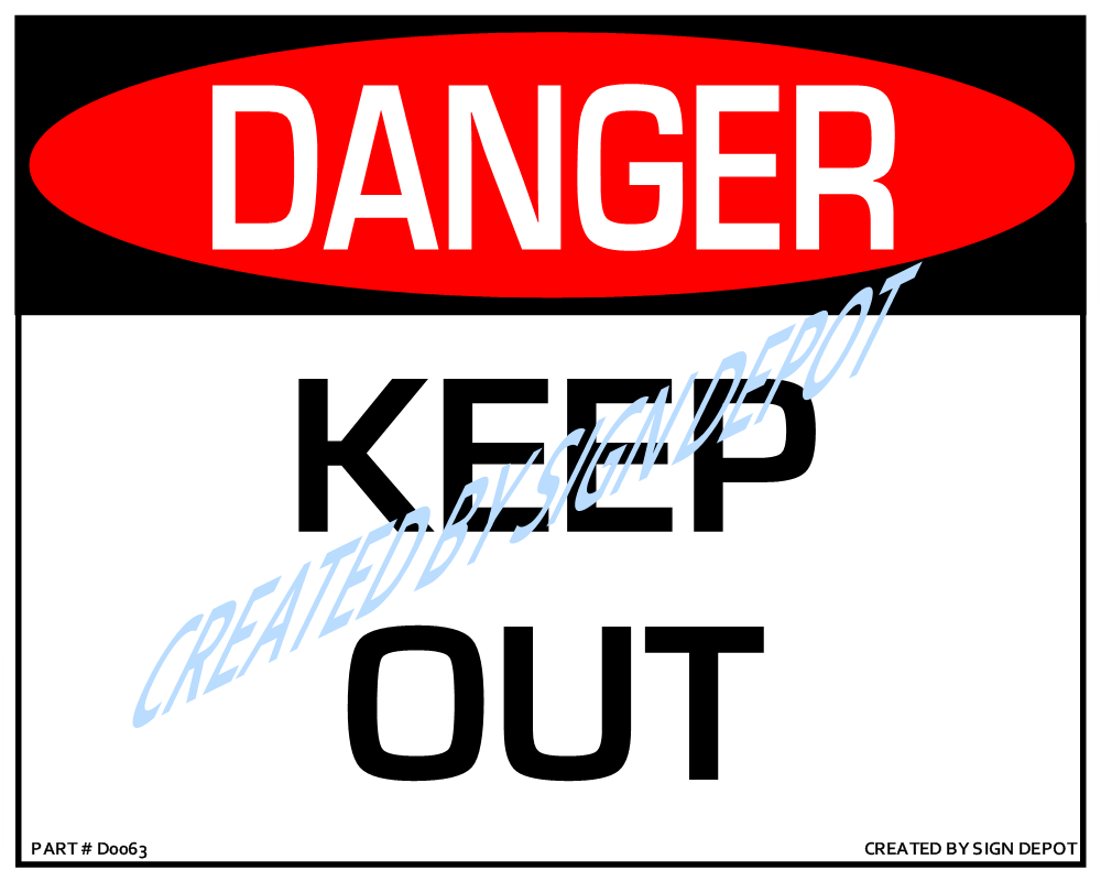 Danger sign - keep out, red and black on white drawing - Search 