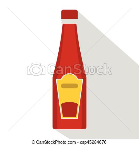 Red Plastic Bottle With Tomato Ketchup Primitive Cartoon Icon 
