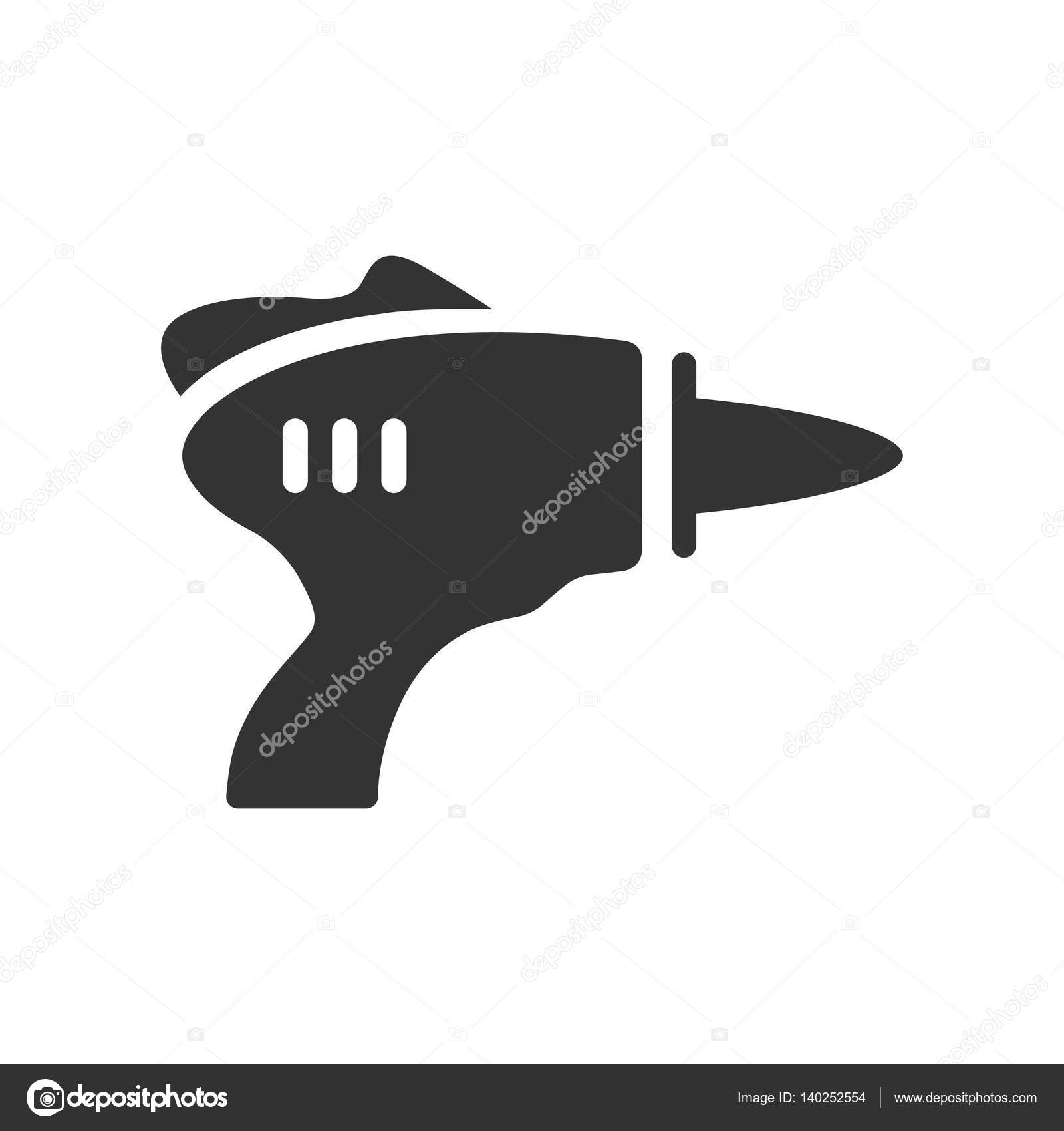 Alien laser gun icon in flat color vector illustration | Stock 