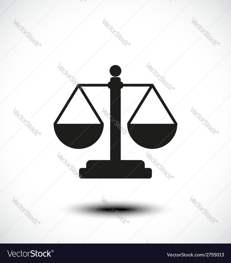 Law or advocate office emblem. Vector icon with Scales of Justice 