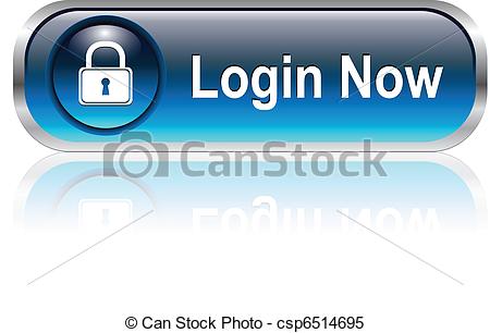 Login icon, button, blue glossy with shadow, vector clipart 