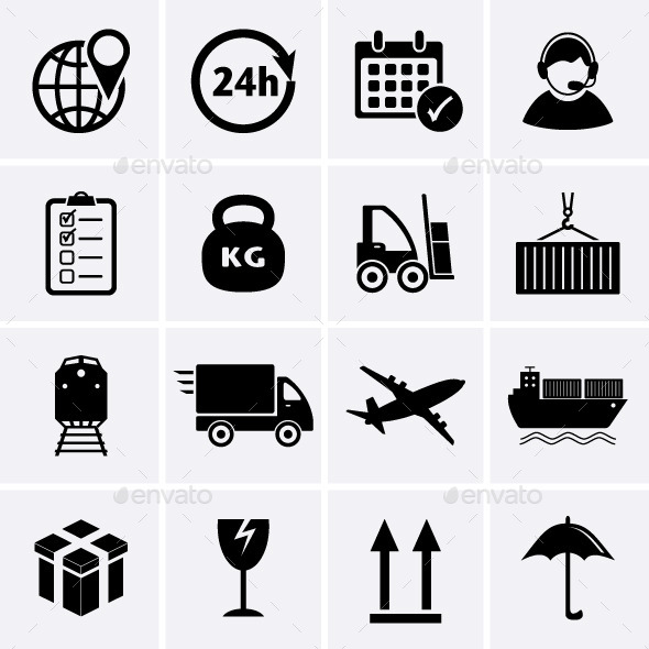Logistic icons isolated with symbols in circles Free vector in 