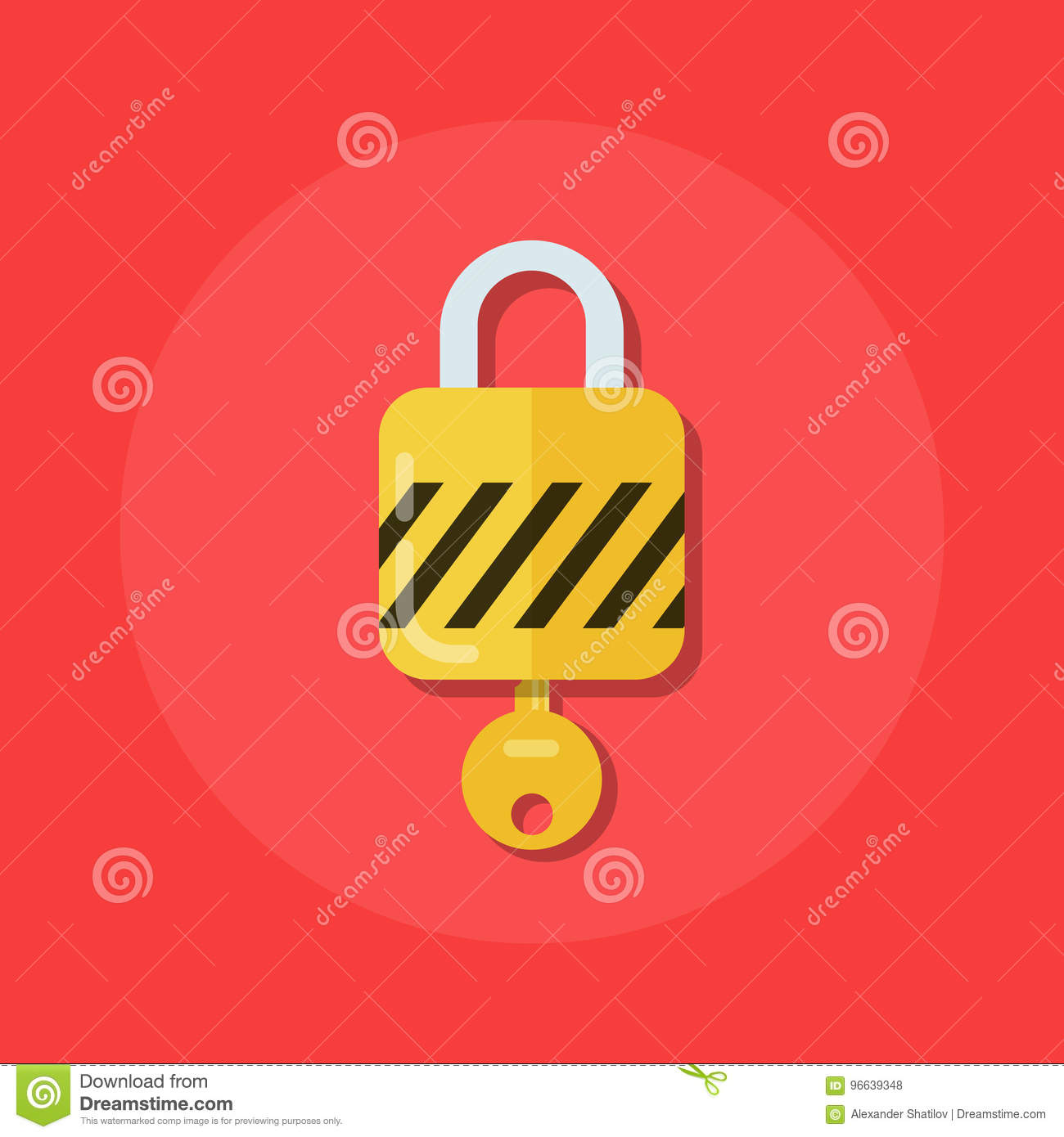Identity Or Logon Icon. Padlock With A Key In A Flat Style. The 