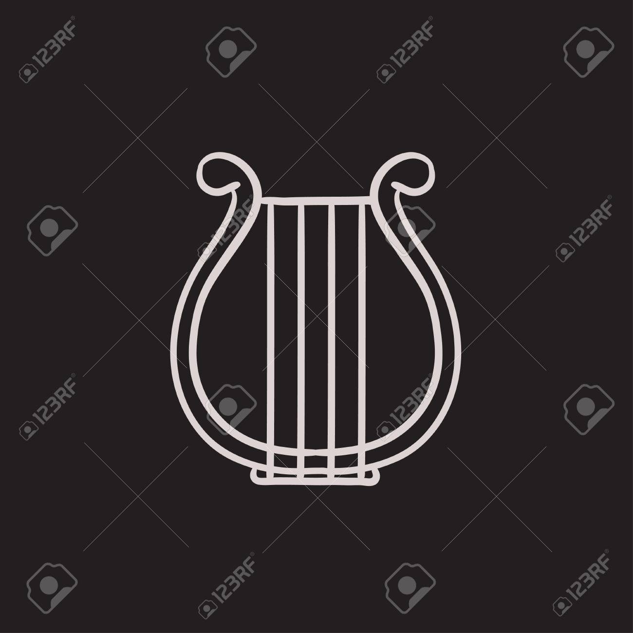 Lyre icon. Black background with white. Vector illustration Stock 