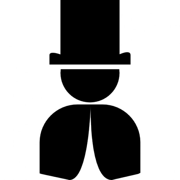 Rabbit in hat magician icon, flat style. Rabbit in hat clip art 