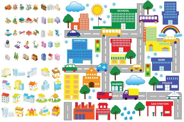 Vector map icons set stock vector. Illustration of icon - 35997656
