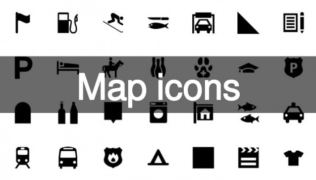 Restaurant And Map Icons Set. Vector Stock Vector - Illustration 
