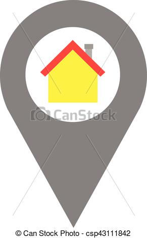 Map locator with house. Vector grey map locator icon with eps 