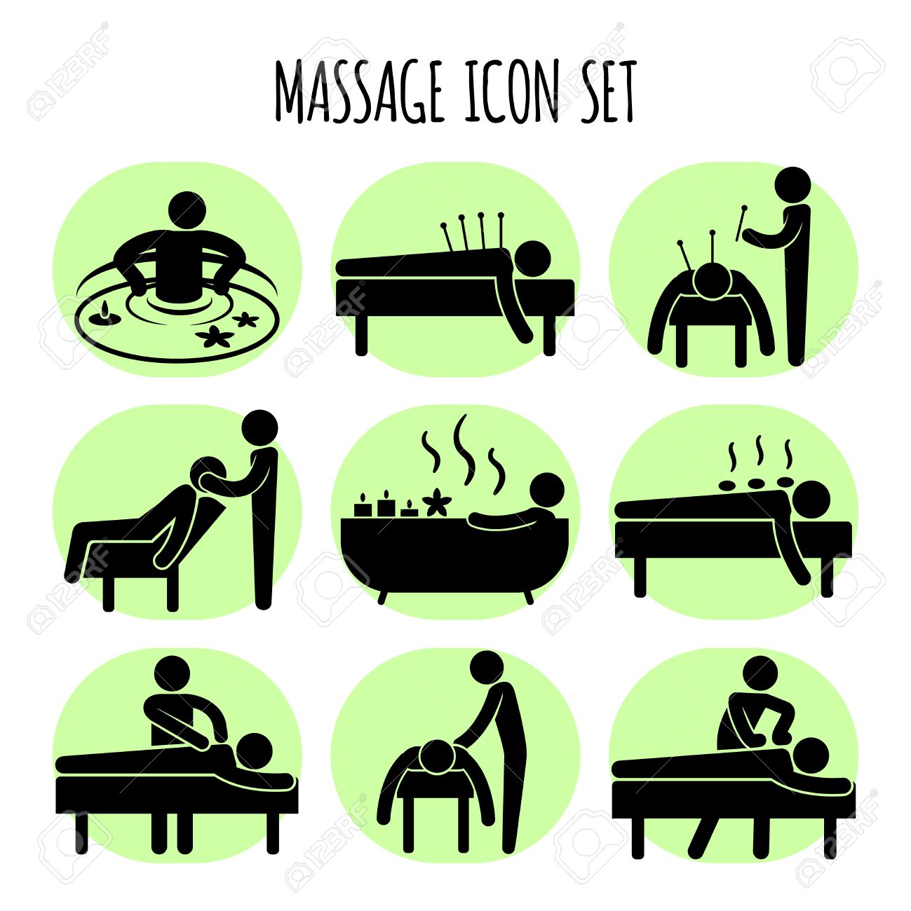 Spa Massage Therapy Cosmetics Icons. Stock Vector - Illustration 