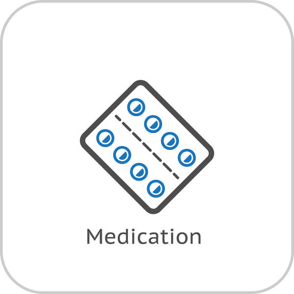 Medication vector icon. Style is flat symbol, black color, rounded 