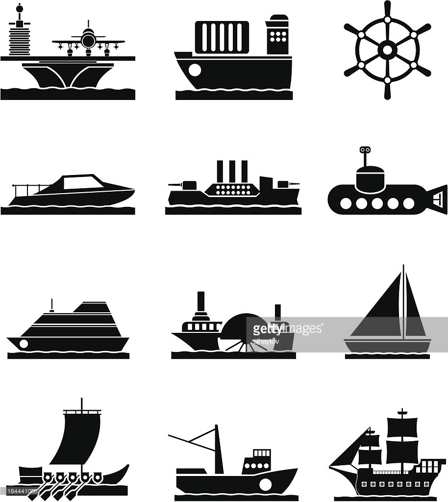 Black military boat icon - Free black boat icons