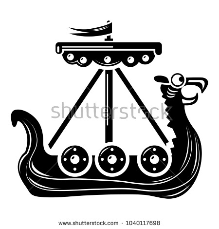 Dangerous war boat with cannon and radar. Military ship icon 
