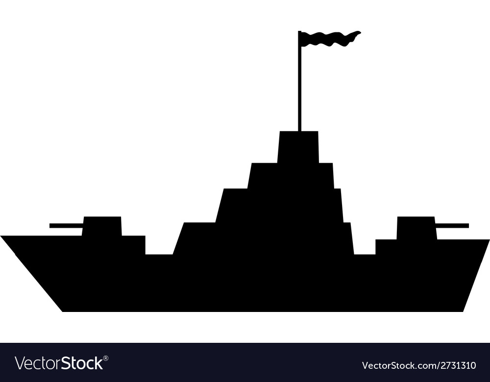 Military navy ship icon outline style Royalty Free Vector