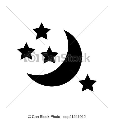 Simple Flat Moon And Stars Icon Stock Vector - Illustration of 