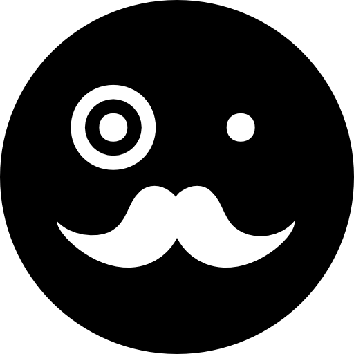 Old man black face emoticon with mustache and one vintage circular 