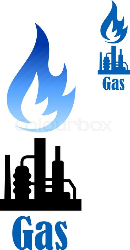 Natural gas plant silhouette icon in flat style Vector Image
