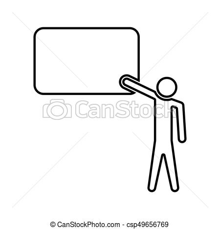 Teacher near the blackboard with pointer icon. Teacher near 