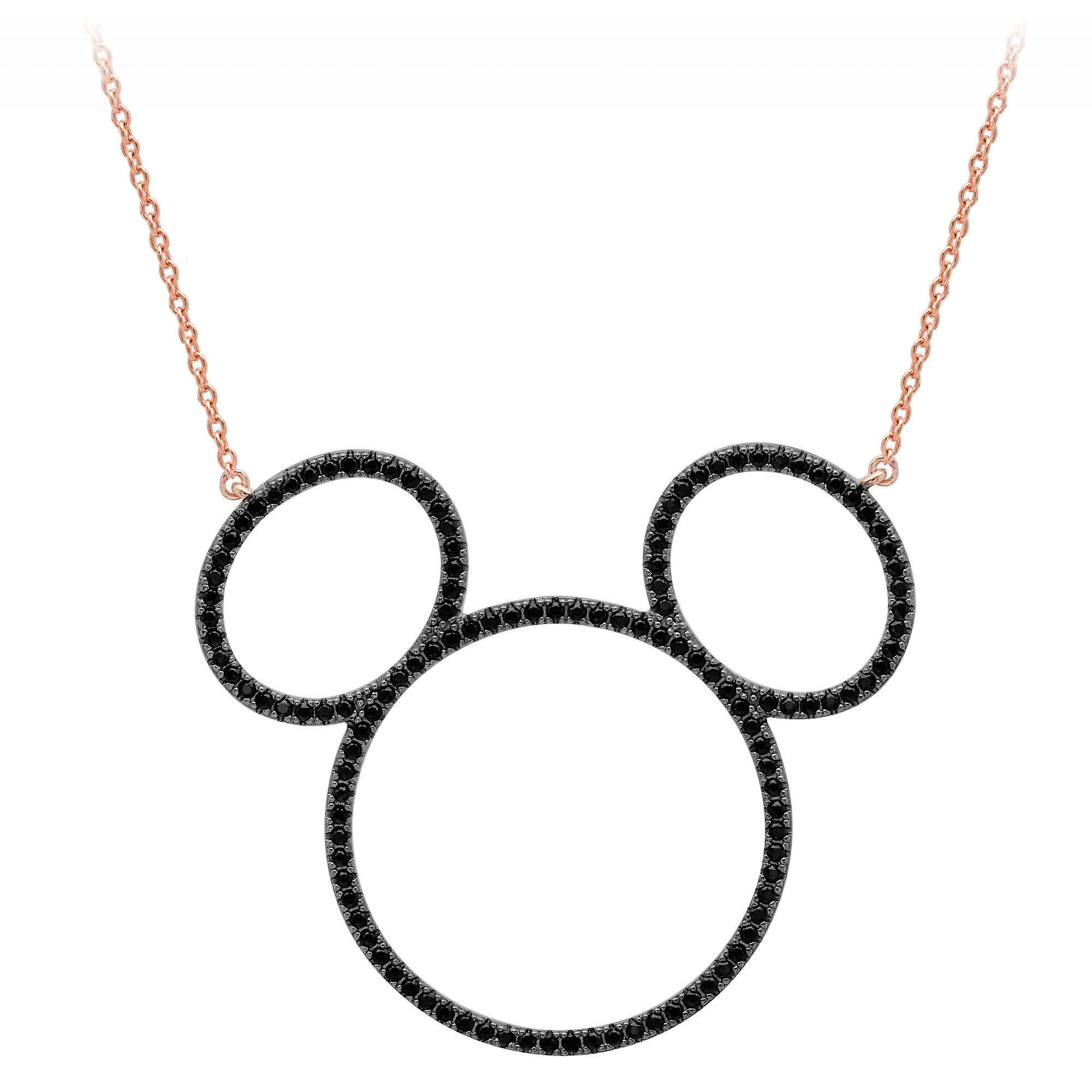 Mickey Mouse Pave Icon Necklace by CRISLU - Rose Gold - Large 