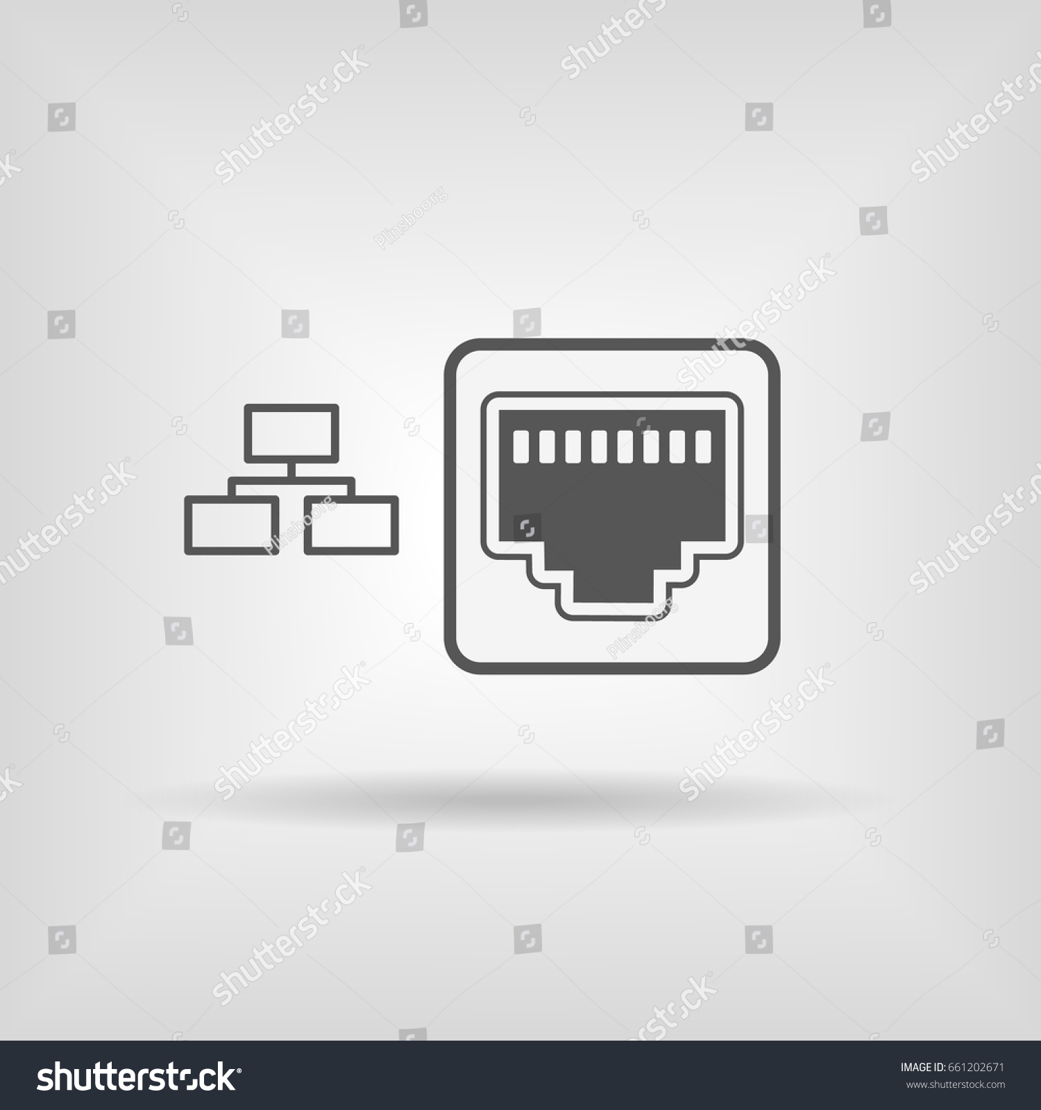 Shiny Network Port Icon With long shadow over app button  Stock 