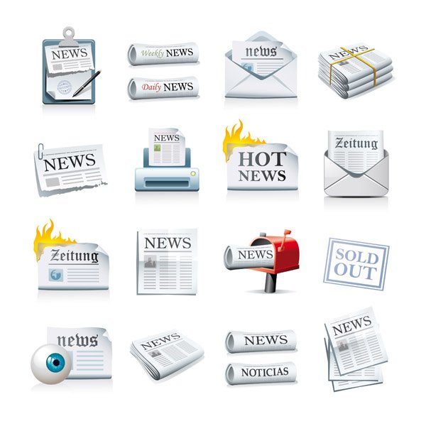 Newspaper Media Icons Vectors - Download Free Vector Art, Stock 