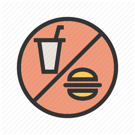 Dont eat, eating, no drink, no food, no meal, prohibited icon 