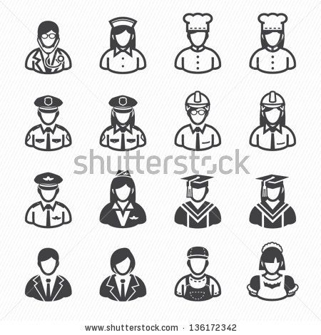 Occupation Line Icons, Mono Vector Symbols Royalty Free Cliparts 