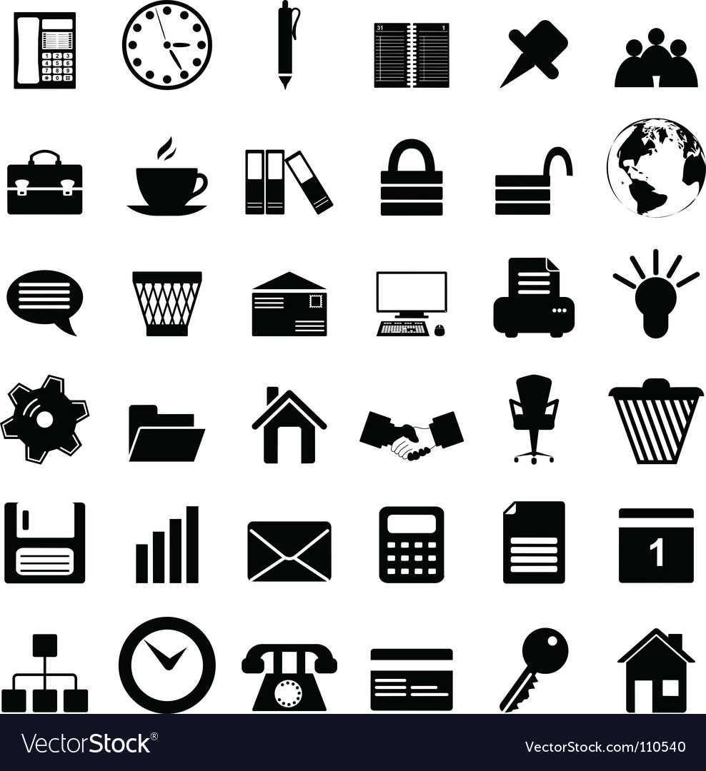 Office icons Royalty Free Vector Image - VectorStock