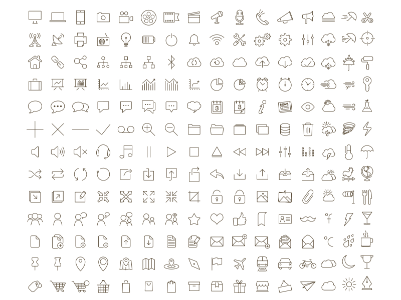 Cicons: 40 Outline Icons | GraphicBurger