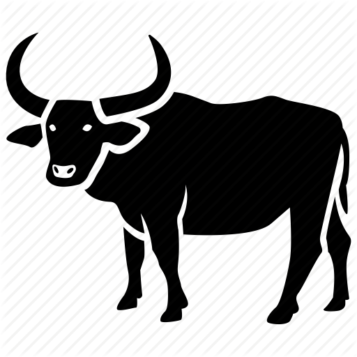 Buffalo Bull Bison Ox Flat Icon. Animal Horned Head Vector Symbol 