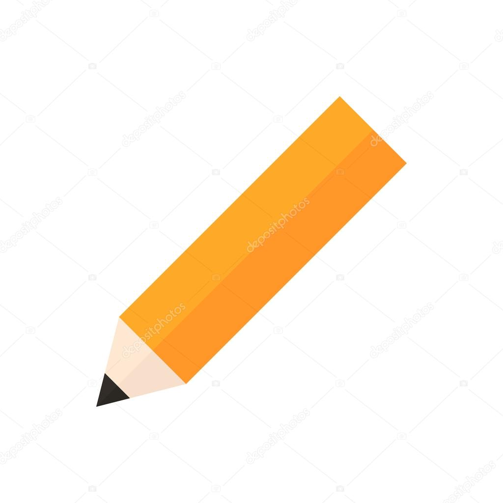 Pencil With Attached Eraser Icon Flat Long Shadow Design Vector 