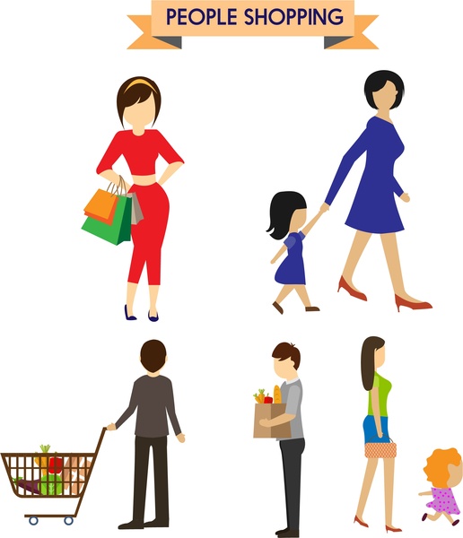 Man walking with shopping cart Icons | Free Download