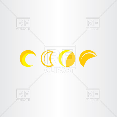 Half moon icon set phase Royalty Free Vector Clip Art Image 
