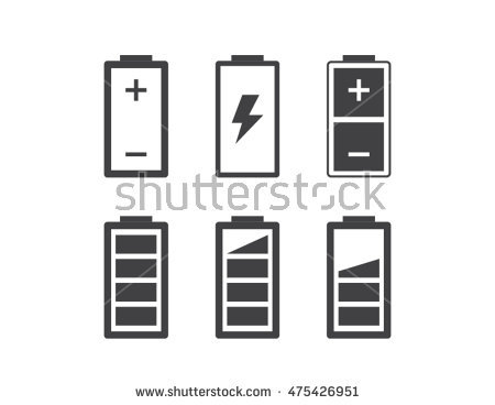 Battery Icon Set With Charge Level Indicators Stock Vector 