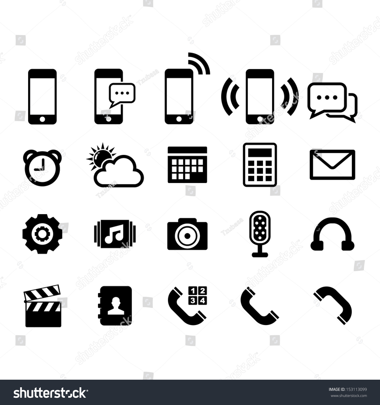 Cloud app icon on mobile phone icons set Vector Image