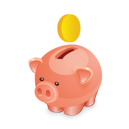 Piggy bank with Dollar Coins - Free commerce icons