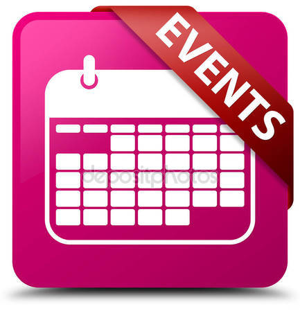Events (calendar icon) pink square button  Stock Photo 
