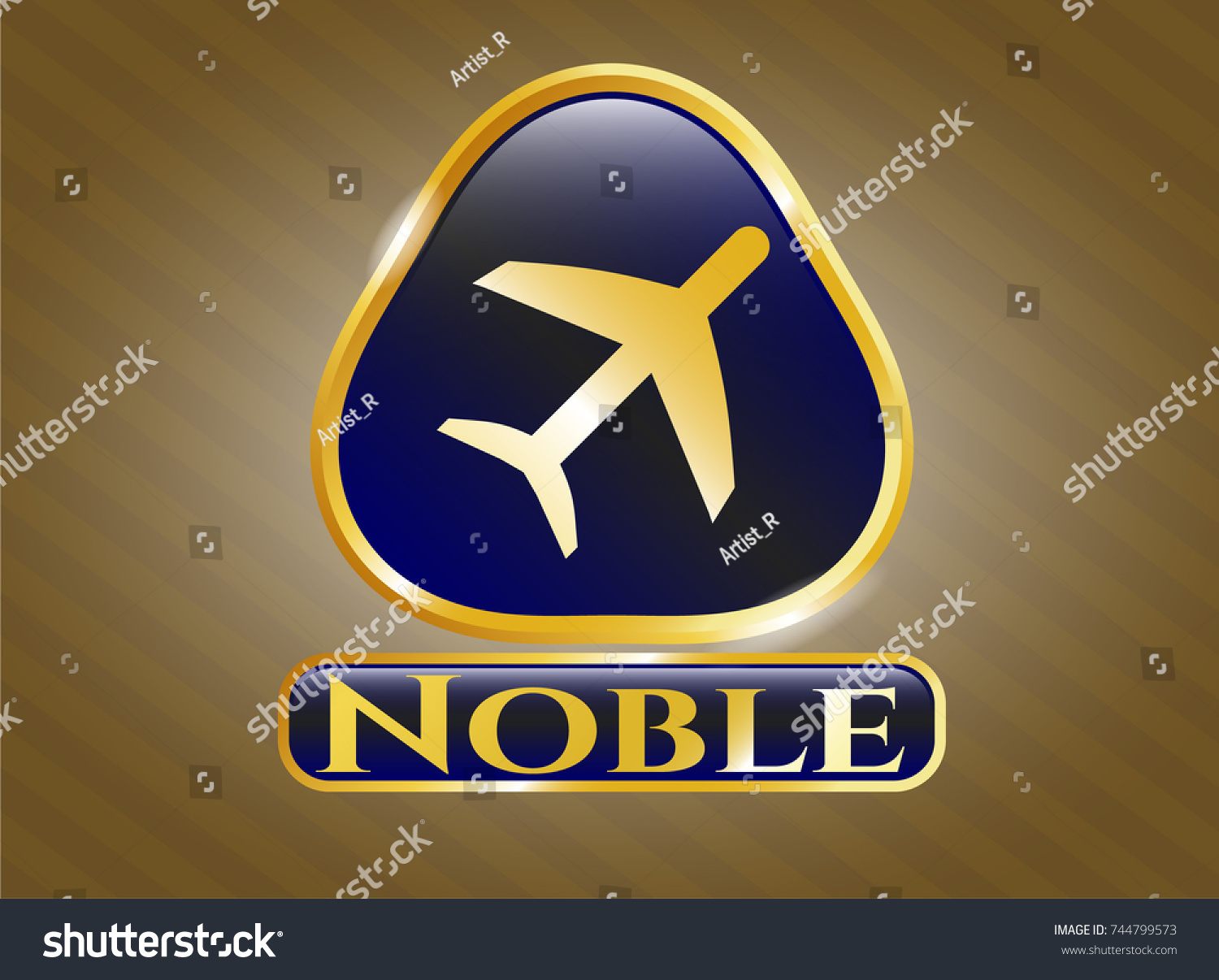 Gold Badge Emblem Plane Icon Engagement Stock Vector 733780681 
