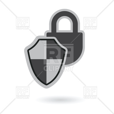Protection shield icon on black and white Vector Image