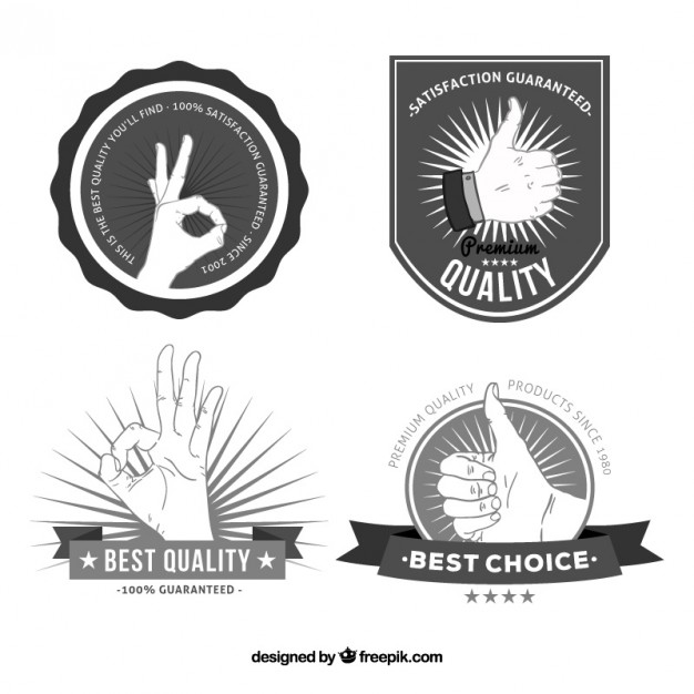 Premium quality and guarantee badges with retro vintage clipart 