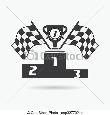 Flag icon. checkered or racing flags first place prize cup 