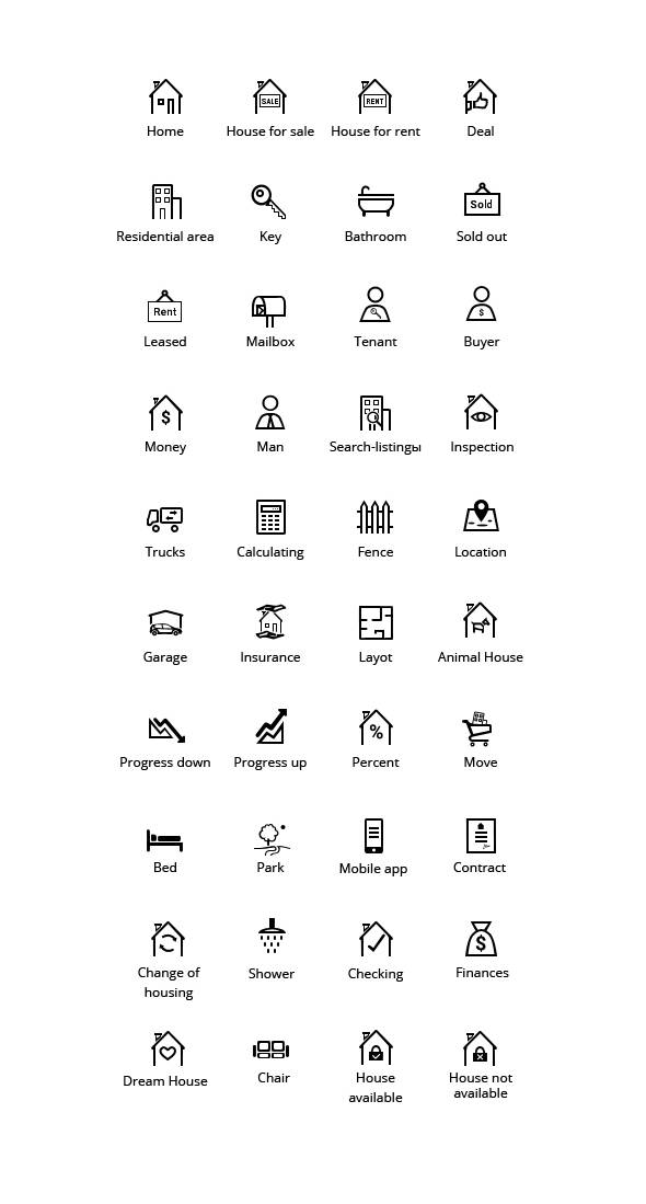 Simple Linear Set Real Estate Icons Stock Vector 576888715 
