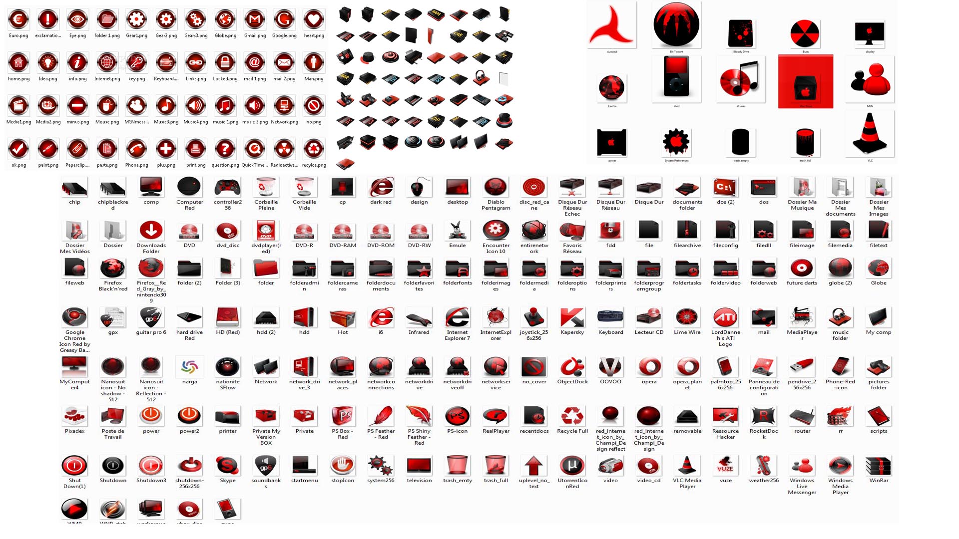 Red and Black Programs Icon Pack by Alicegirl77 