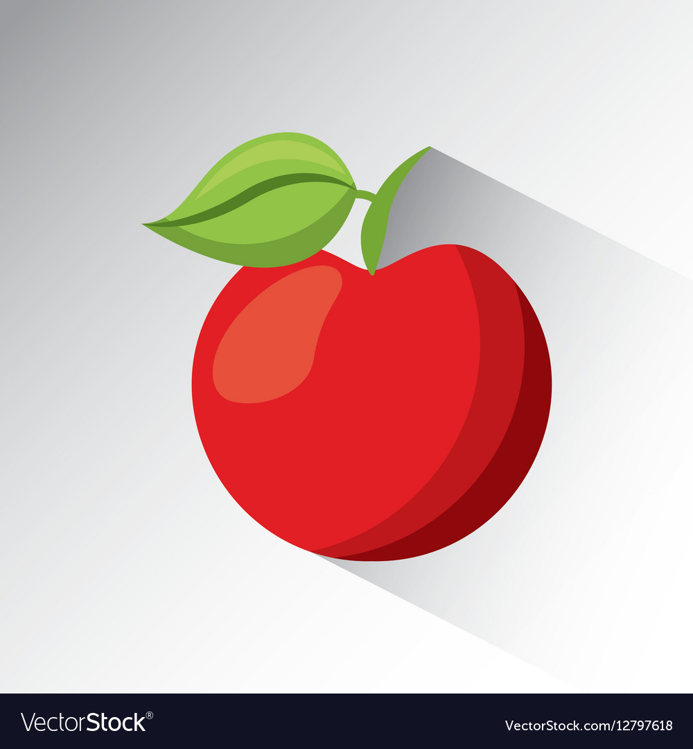 Red apple icon. Red apple with leaf icon over white. vector 