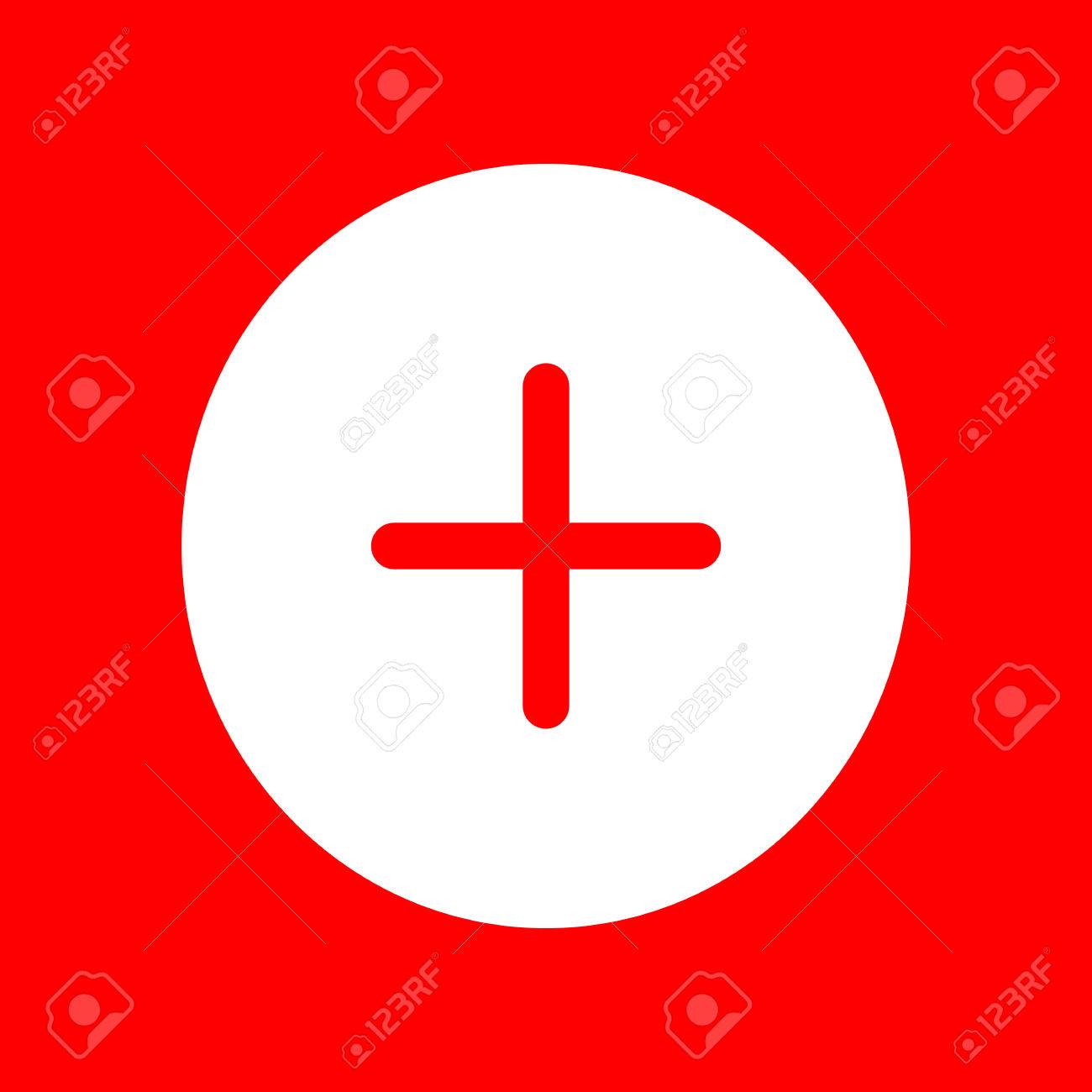 Positive symbol plus sign red icon with Royalty Free Vector