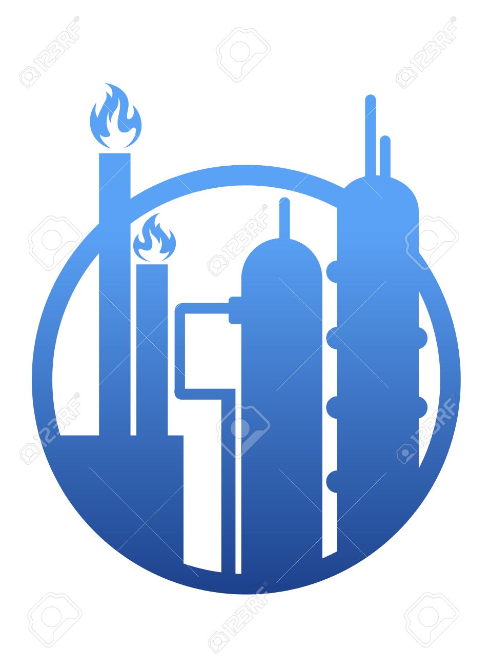 Flat Design Oil Refinery Icon Vector Illustration Royalty Free 
